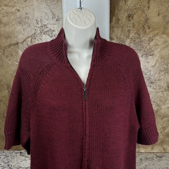 Coldwater Creek Size Large‎ 14-16 Short Sleeved Rust Zip Sweater Cardigan - Picture 2 of 4